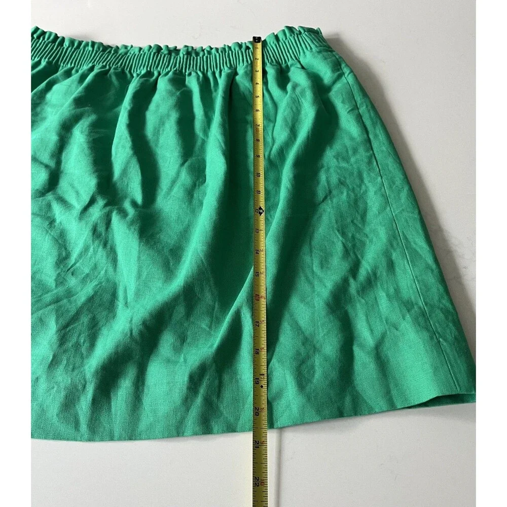 NWT J.Crew Kelly Green Linen Cotton Blend High Waist Mini Skirt Size 16